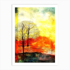 Autumn Dusk - Sunset With Trees Art Print