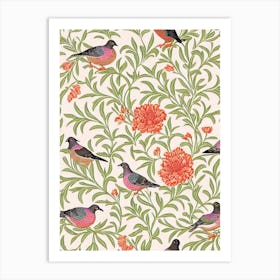 Pigeon William Morris Style Bird Art Print