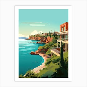 French Riviera, France, Flat Illustration 3 Art Print