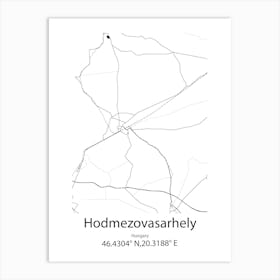 Hodmezovasarhely,Hungary Minimalist Map Art Print