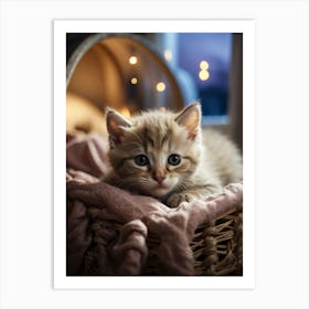 Kitten In A Basket Art Print