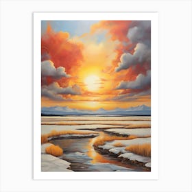 Sunset Over A River 1 Art Print