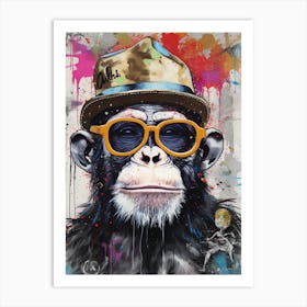 Monkey Wearing Hat and Sunglasses Pop Art Print