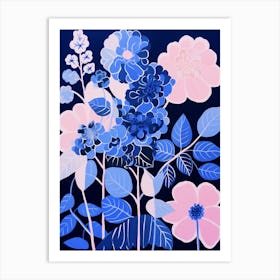 Blue Flower Illustration Hydrangea 2 Art Print