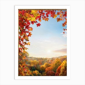 Bright Autumn Frame Encapsulating A Scene Of Seasonal Foliage Branches Laden With Various Hues Of R Art Print