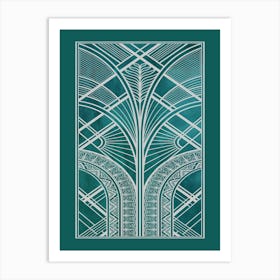 Art Deco Pattern Teal 1 Art Print