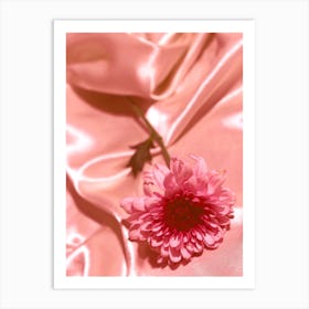 Pink Flower On Silk Art Print