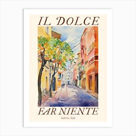 Il Dolce Far Niente Salerno, Italy Watercolour Streets 3 Poster Art Print