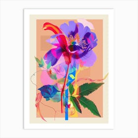 Everlasting Flower 4 Neon Flower Collage Art Print