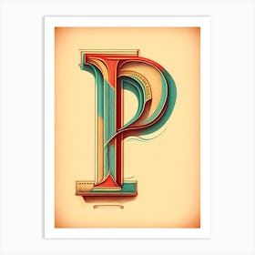 P, Letter, Alphabet Vintage Sketch 1 Art Print