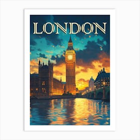 Big Ben, London Travel Poster Art Print