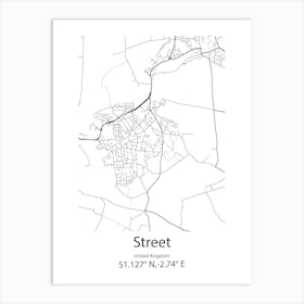 Street,United Kingdom Minimalist Map Poster