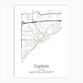 Capitola,United States Minimalist Map 1 Poster