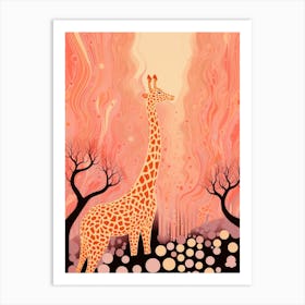 Abstract Giraffe Orange & Pink Portrait 4 Art Print
