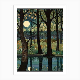 William Morris Moonlight In The Woods 55 Art Print