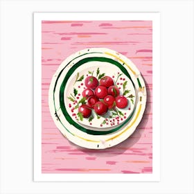 A Plate Of Caprese Salad, Top View Food Illustration 4 Art Print