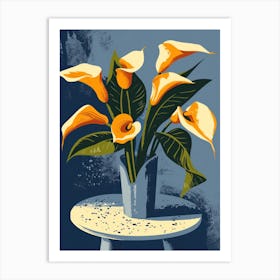 Calla Lily Flowers On A Table   Contemporary Illustration 4 Art Print