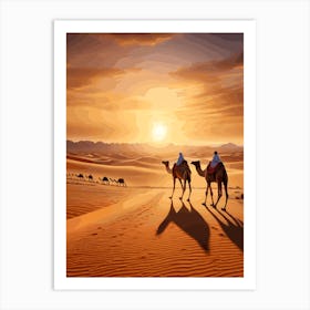 Camels In The Desert 2 Art Print