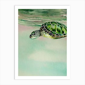 Green Turtle II Storybook Watercolour Art Print