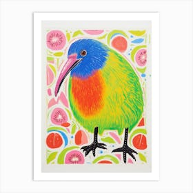 Colourful Bird Painting Kiwi 2 Art Print