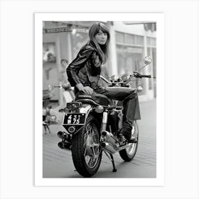 French Singer, Francoise Hardy Sitting On A Honda Cb750 Motorcycle Art Print