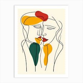 Whispers in Color: Minimalist Line Art with Abstract Expressionism Artwork Art Print