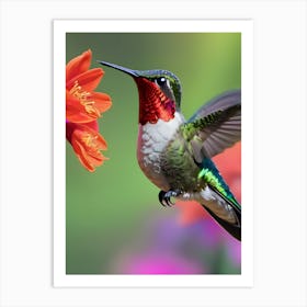 Male Ruby Throated Hummingbird -Reimagined 3 Art Print