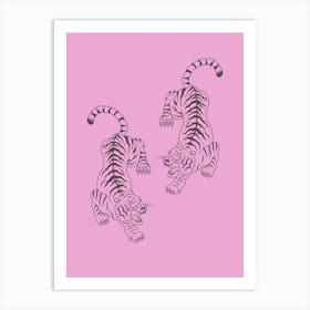 Tiger On Pink Background 1 Art Print