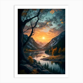 Sunset In The Mountains, 1 Art Print