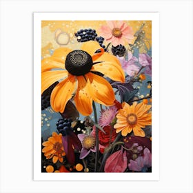 Surreal Florals Black Eyed Susan 4 Flower Painting Art Print