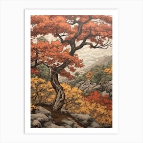Black Cherry 1 Vintage Autumn Tree Print  Art Print