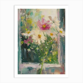 Zinnia Flowers On A Cottage Window 2 Art Print