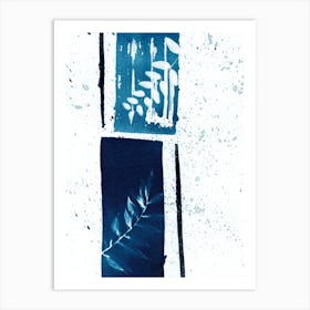 Blue Plant Strokes Art Print