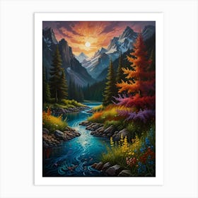 Sunset In The Mountains 5 Art Print