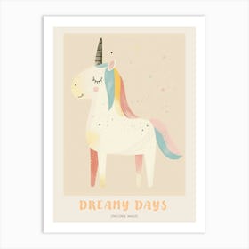 Pastel Storybook Style Unicorn 2 Poster Art Print