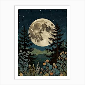 Moonlight In The Forest Style William Morris 9 Art Print