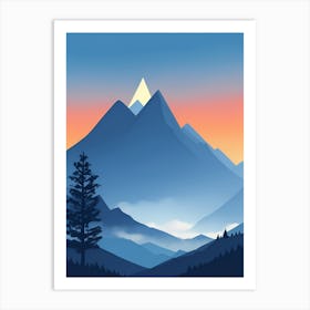 Misty Mountains Vertical Composition In Blue Tone 176 Art Print