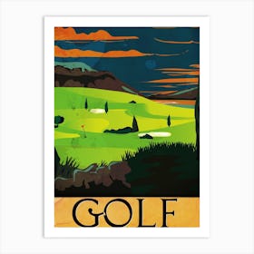 Golf Course At Sunset Art Print