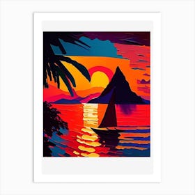 Square Acrylic Bay Sunset Art Print