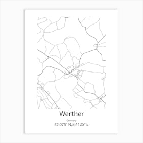 Werther,Germany Minimalist Map Art Print