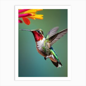 Male Ruby Throated Hummingbird-Reimagined 2 Art Print