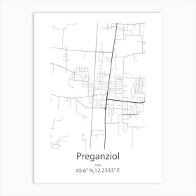 Preganziol,Italy Minimalist Map Art Print