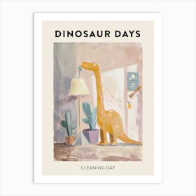 Dinosaur Cleaning Day Poster Art Print