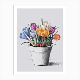 Crocuses In A Pot 2 Art Print