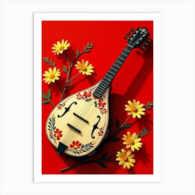 Mandolin With Flowers Art Print