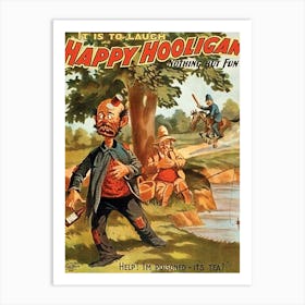 Happy Hooligans On Fishing, Funny Vintage Poster Art Print