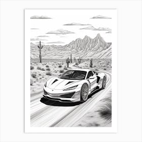 Lamborghini Huracan Desert Line Drawing 2 Art Print
