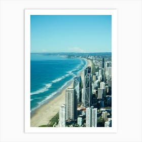 Gold Coast Aerial Drone Image Of Cityscape And Beach. Overlooking The Beach And City, Popular Queensland Hotels Art Print