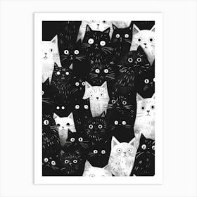 Perfectly Repeatable Artwork With Cute Cat Faces 02 Art Print