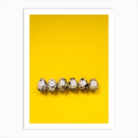 Quail Eggs On Yellow Background Art Print